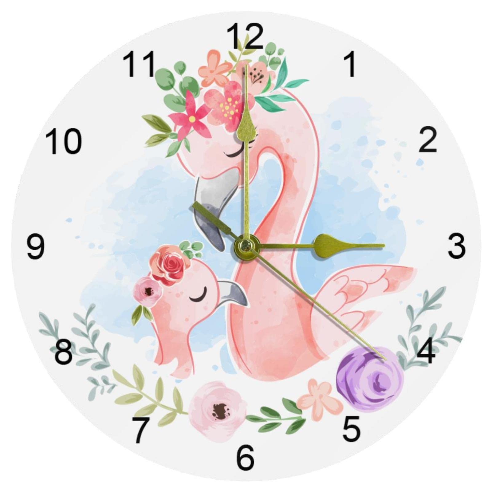 Horloge murale silencieuse flamant rose pour décoration d'intérieur