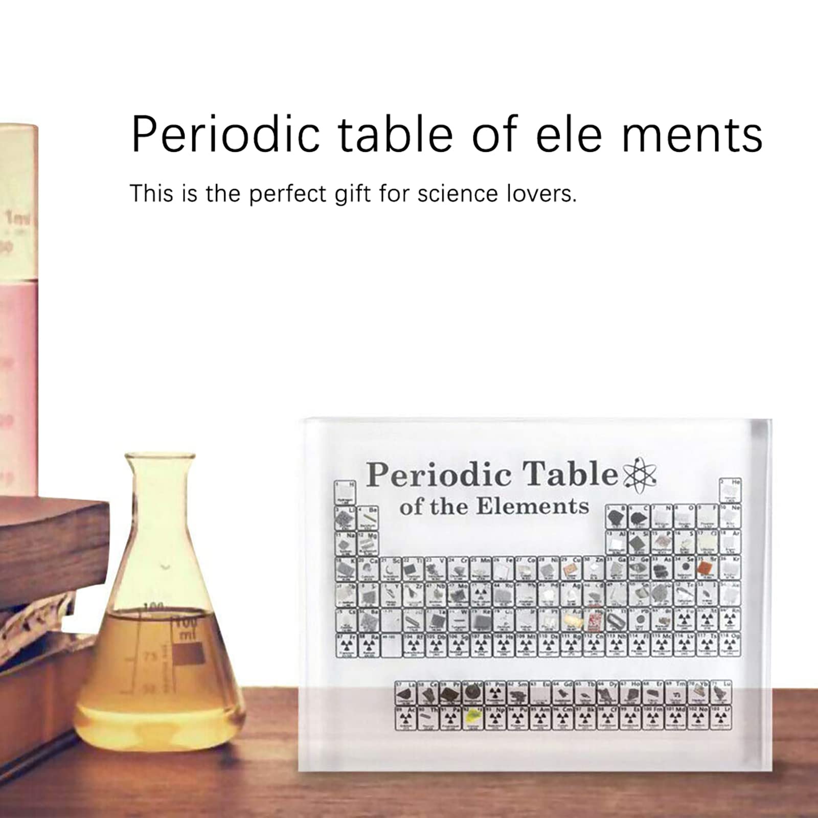 Elements Periodensystem aus Acryl mit 83 echten Proben und bunten LED-Lichtern für Wissenschaftsliebhaber, Studenten, um Chemiediagrammwerkzeuge, Geschenke und Basteldekoration zu lernen