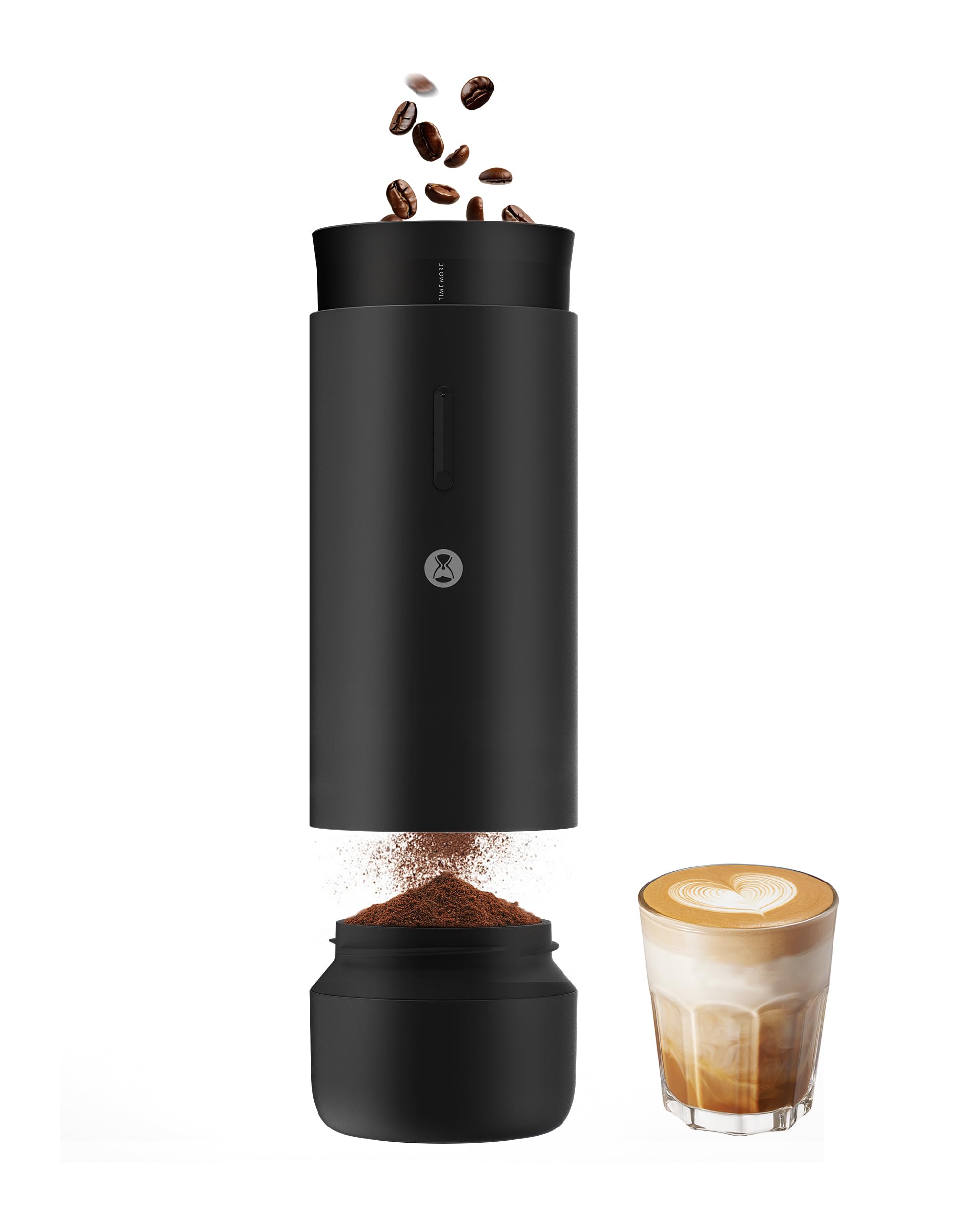 Moulin à café conique portable TIMEMORE, moulin à café électrique avec 30 réglages, arrêt automatique et design compact pour une utilisation à la maison et en extérieur - Whirly 01S, noir