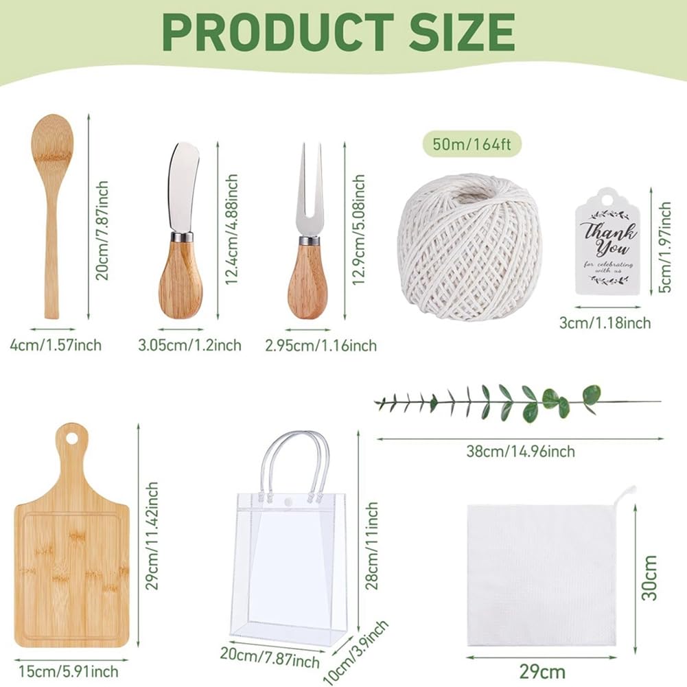 Bambus Käsebrett Butterstreicher Karotuch 4er Set Baby Shower Preise für Spielgewinner Dankeskarten