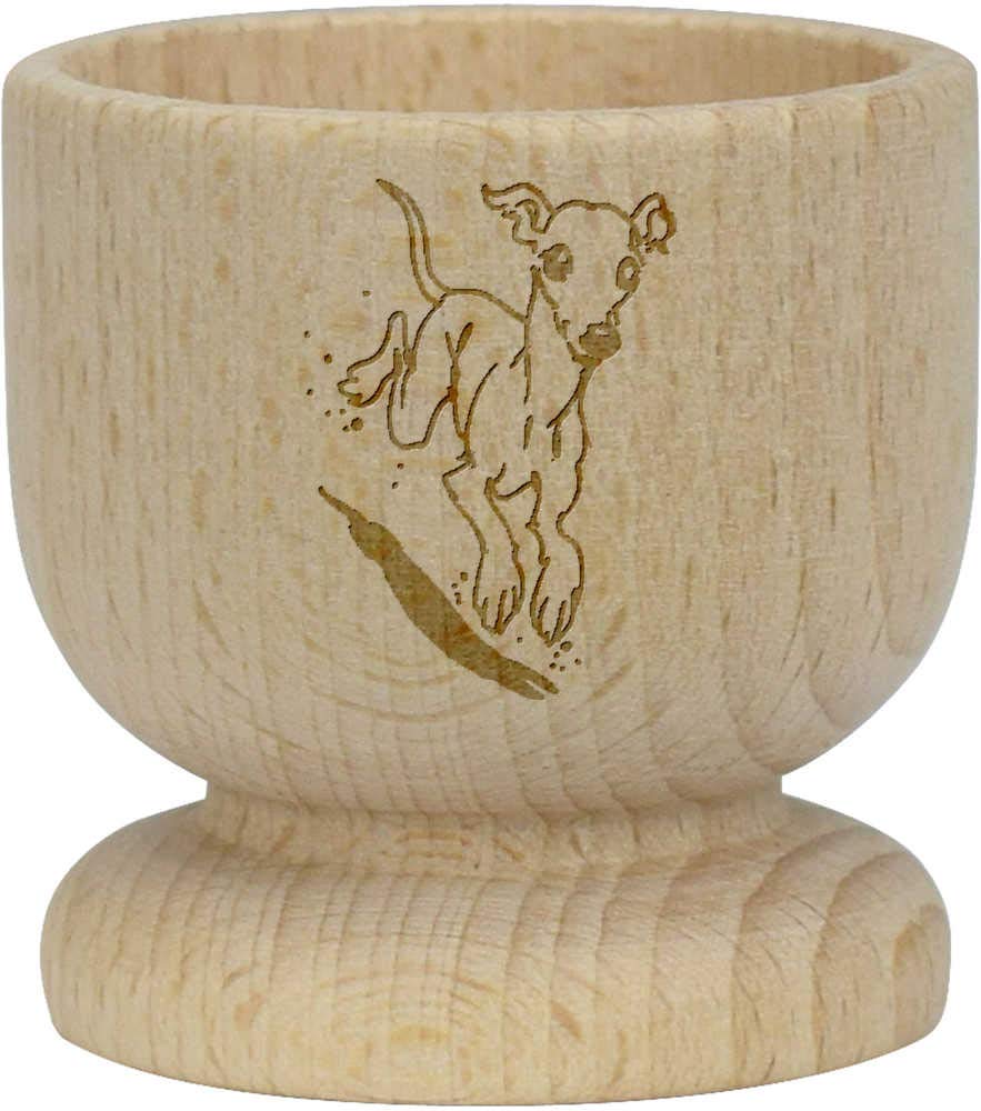 'Bounding Whippet' Wooden Egg Cup (EC00018597)