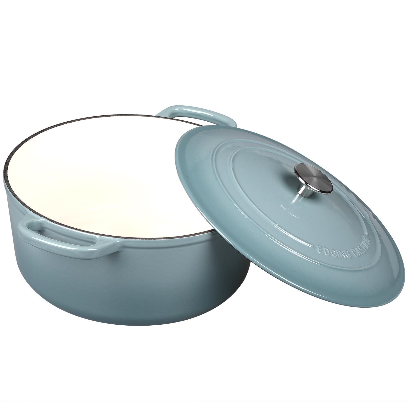 EDGING CASTING Enameled Cast Iron Covered 5.5 Quart Dutch Oven with Dual Handle, Dutch Ovens with Lid for Bread Baking, Pink