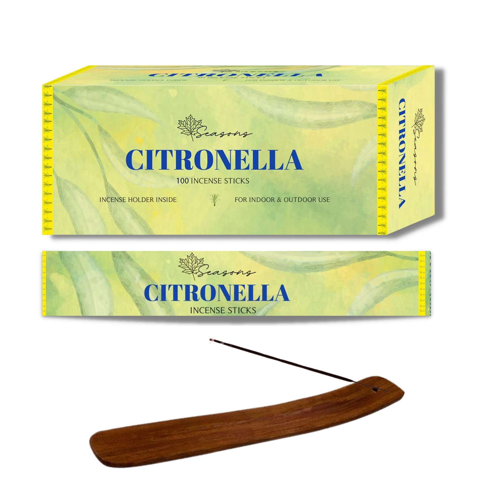 100x Citronella Incense Sticks For Home, Outdoor, Kitchen, Camping, Garden With 2 Incense Holders