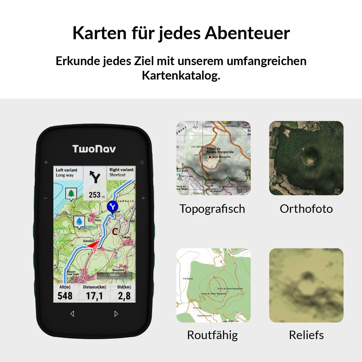 TwoNav Cross Plus (64 GB) + Karte Full Deutchland BKG Topo 1:25000 installiert, Outdoor GPS mit 3,2-Zoll-Bildschirm für MTB, Fahrrad, Trekking, Wandern oder Navigation