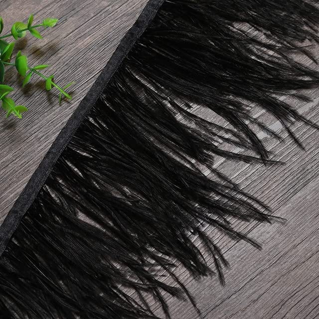 10-15 cm 6 m strusie pióro wykończenie pasek do torby DIY wstążka z piórami frędzle suknia ślubna dekoracja ubrań