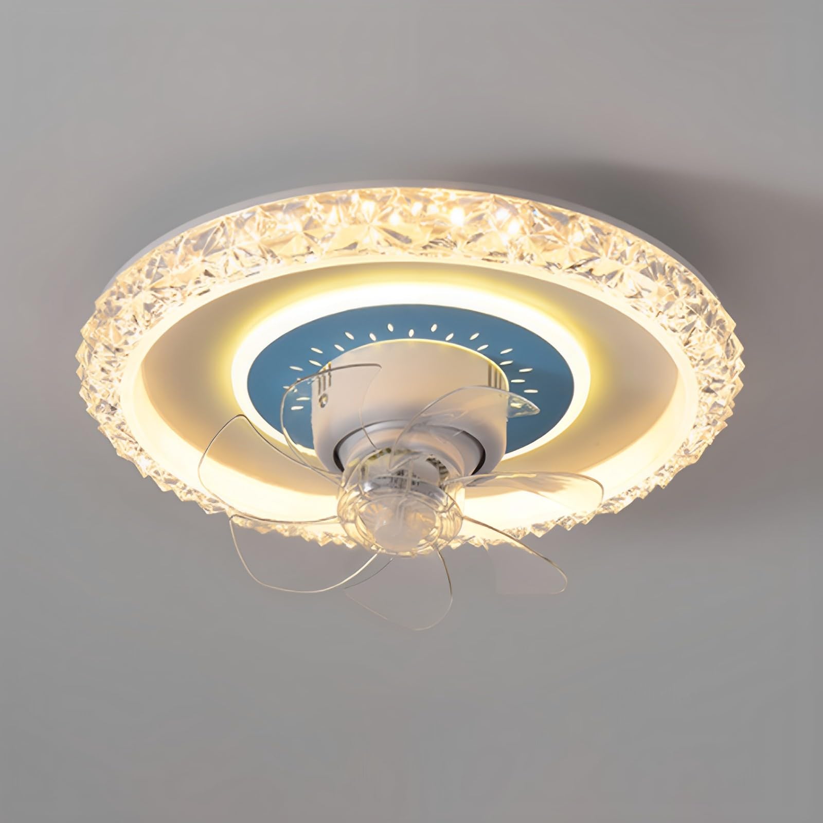 HXYSXHJUO Kids Room Mute Ceiling Fans with Lights 45W LED Dimmable Fan Lighting Bedroom Dining 19in Light Remote 3 Speeds 7 ABS Blades