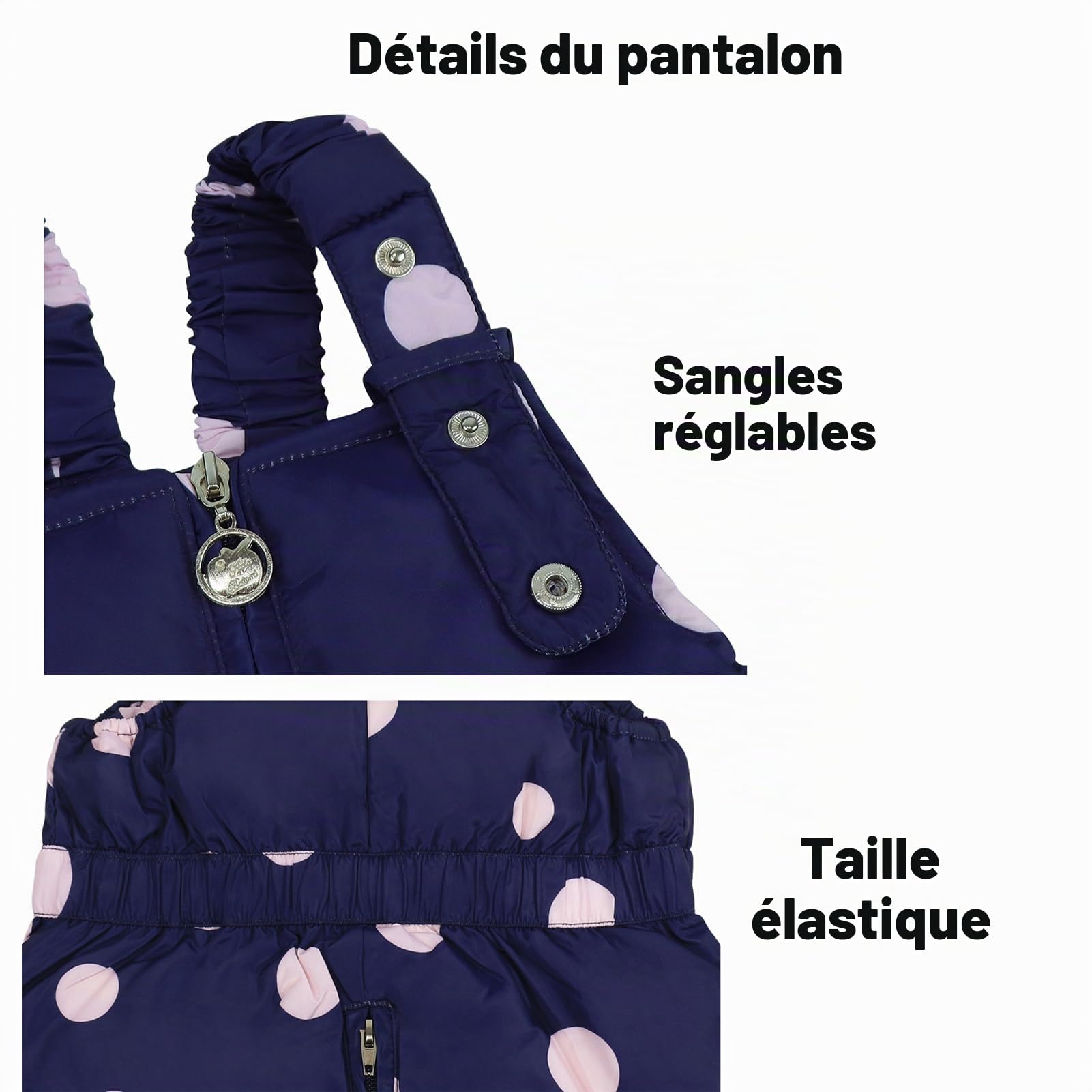 2 Pièces Combinaison de Neige pour Filles Doudoune à Capuche Manteau + Pantalon de Neige Ensemble de Skipour Enfants 2-3 Ans Bleu