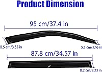 Vista 4 de labwork Deflectores de visera lateral con cinta, protectores de lluvia, protector de lluvia, deflector de repuesto para Toyota Highlander 2001 2002