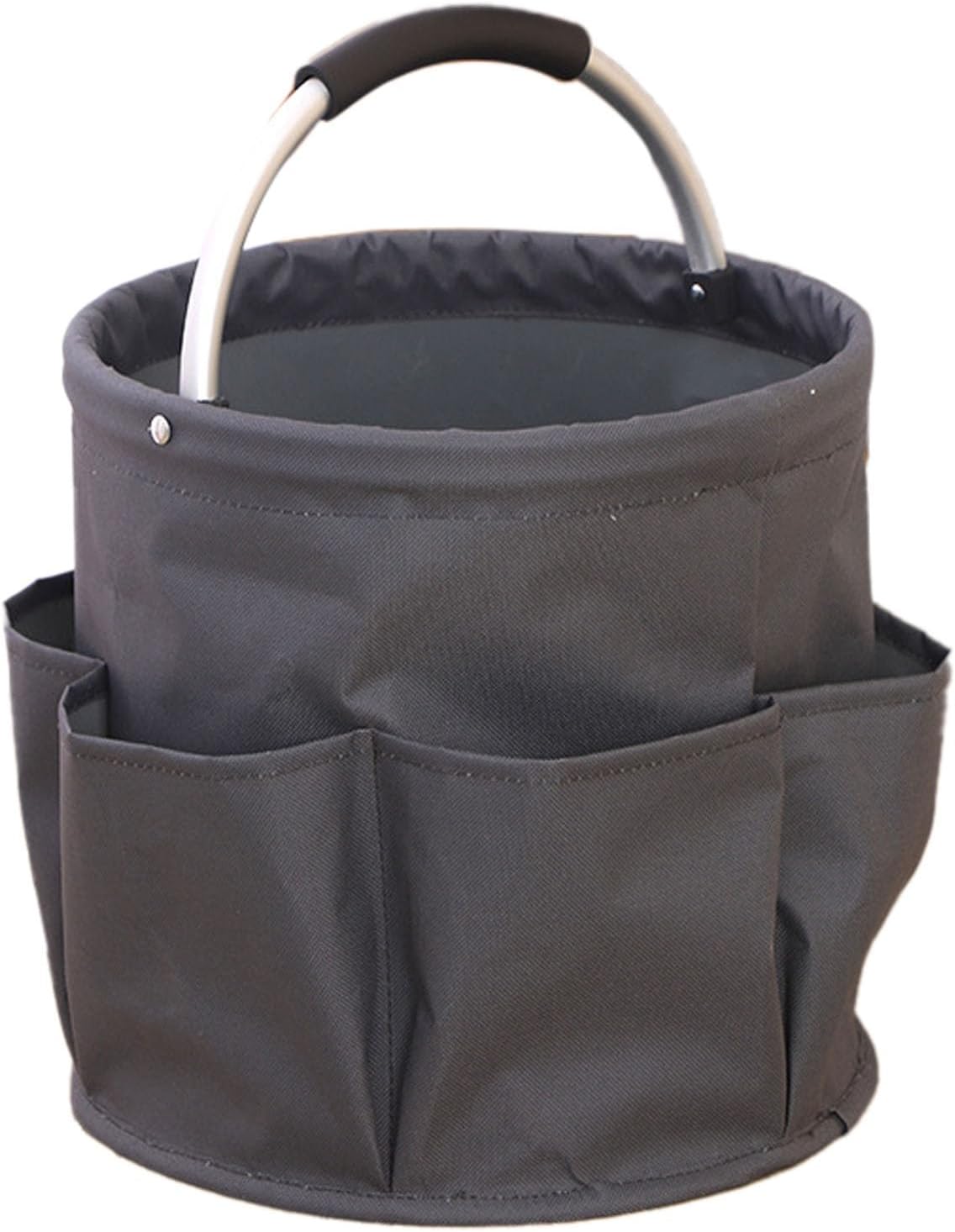 Cleaning Caddy with Handle, Portable Folding Garden Tool Basket, Storage Bag for Outdoor Picnic Organizer for Tools, Towels, and Outdoor or Bathroom Storage (Grey)