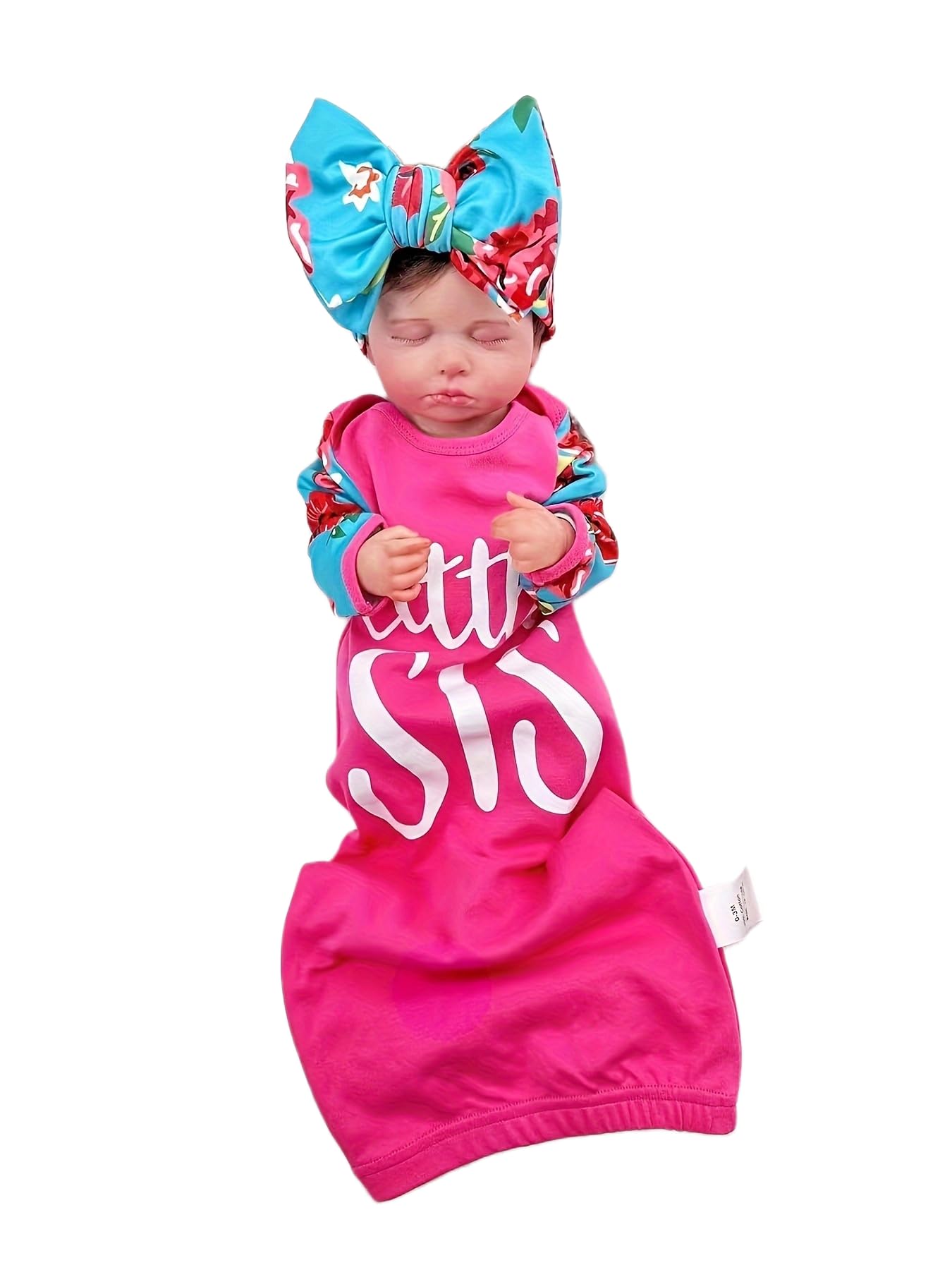 Bow Dream Newborn Baby Girls Gown Flower Headband Set Soft Cotton Infant Sleeper Baby Sleep Gown with Mittens