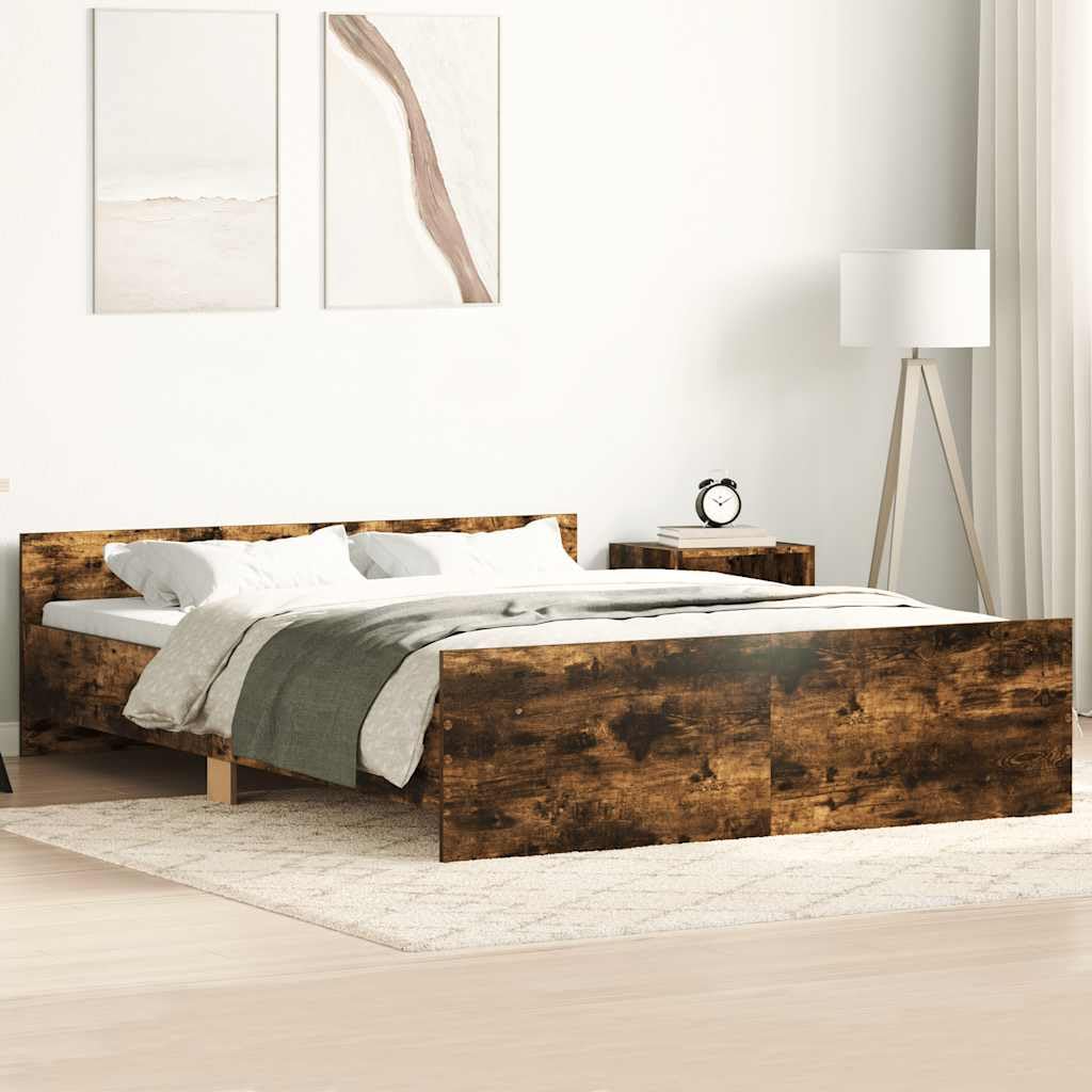 vidaXL Bed Frame without Mattress Smoked Oak 120x200 cm — image 1