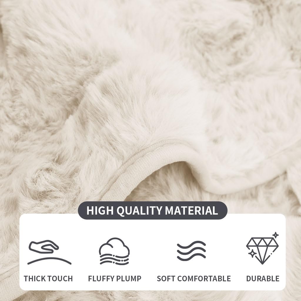 NAKIHOUSE Cream Rabbit Plush Sofa Covers 1 2 3 4 Seater - Image 3