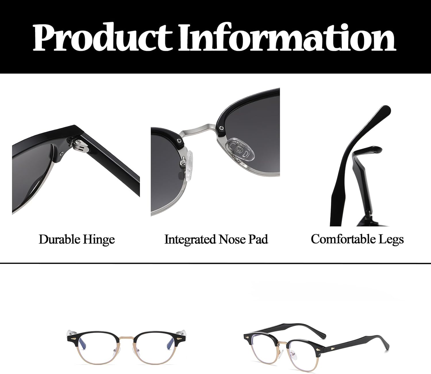 LJCZKA Round Blue Light Blocking Glasses for Men Women Small Circle Frame Glasses Anti Eyestrain Computer Gaming Eyeglasses - Image 4