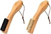 Laundry Stain Remover Clothes Brush Set of 2 Natural Soft Boar Bristle White & Black for Scrubbing Out Tough Stains on Delicate Fabrics, Knits, Cotton, Linens, Small Brush