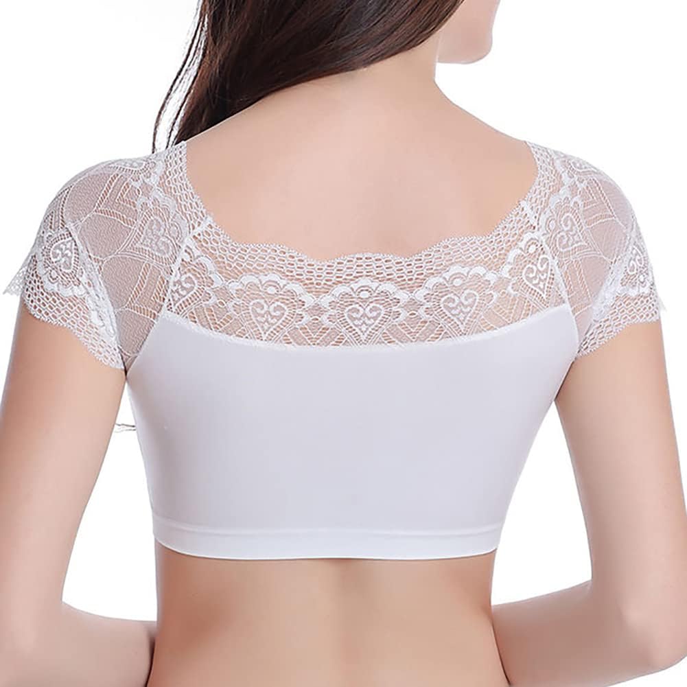 DRESHOW Lace Bralette Tank Tops Wireless Bra Lace Crop Top Removeable Pads Yoga Sports Bra Undershirt for Women & Teens