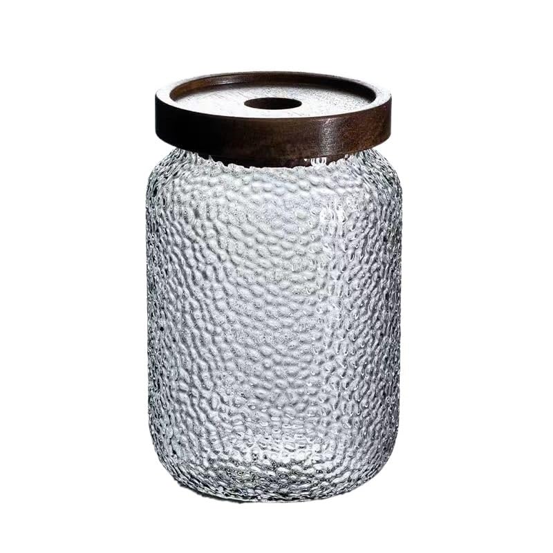 Gewürzdosen, Vorratsdosen for die Küche, Vorratsgläser aus klarem Glas mit Holzdeckel, 2er-Set, Glaskanister mit luftdichtem Deckel, Vorratsdosen for Lebensmittel, kleine Küchenbehälter for Tee, nützl