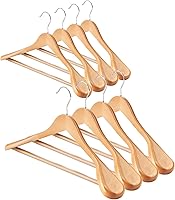 Vista 9 de AMKUFO Perchas de Madera de Hombro Ancho Paquete de 8 Perchas para Abrigos con Barra Antideslizante para Pantalones, Perchas de Traje de Servicio