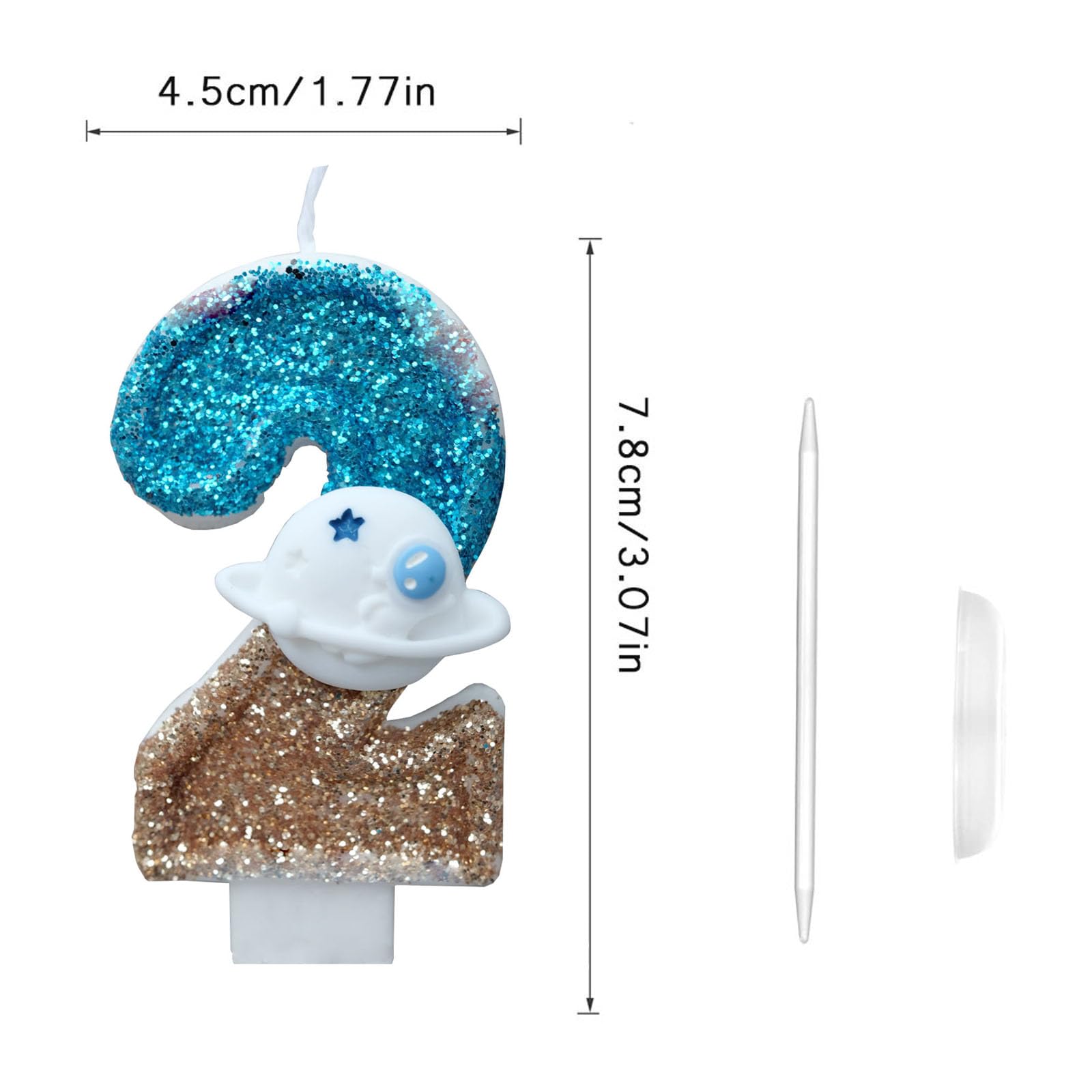 Space Theme Spaceman & Astronaut Birthday Candles - Number 2 Spaceship & Spacecraft Themed Candles for Outer Space Party Decor