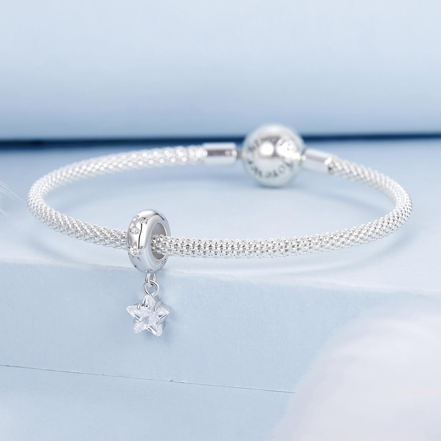 ShiYu Perle d'arrêt en forme d'étoile pour bracelet Pandora en argent sterling 925 et silicone