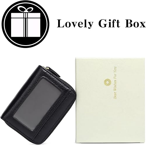 Miniatura 3 de GOIACII Cartera pequeña de cuero genuino para mujer, con bloqueo RFID para tarjetas de crédito, negro (A01 Black), Classic