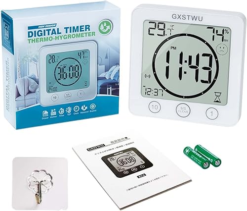 Miniatura 9 de Reloj de ducha digital de 2 piezas, reloj temporizador de baño, resistente al agua para rociar agua, alarma de cuenta regresiva, temporizador de