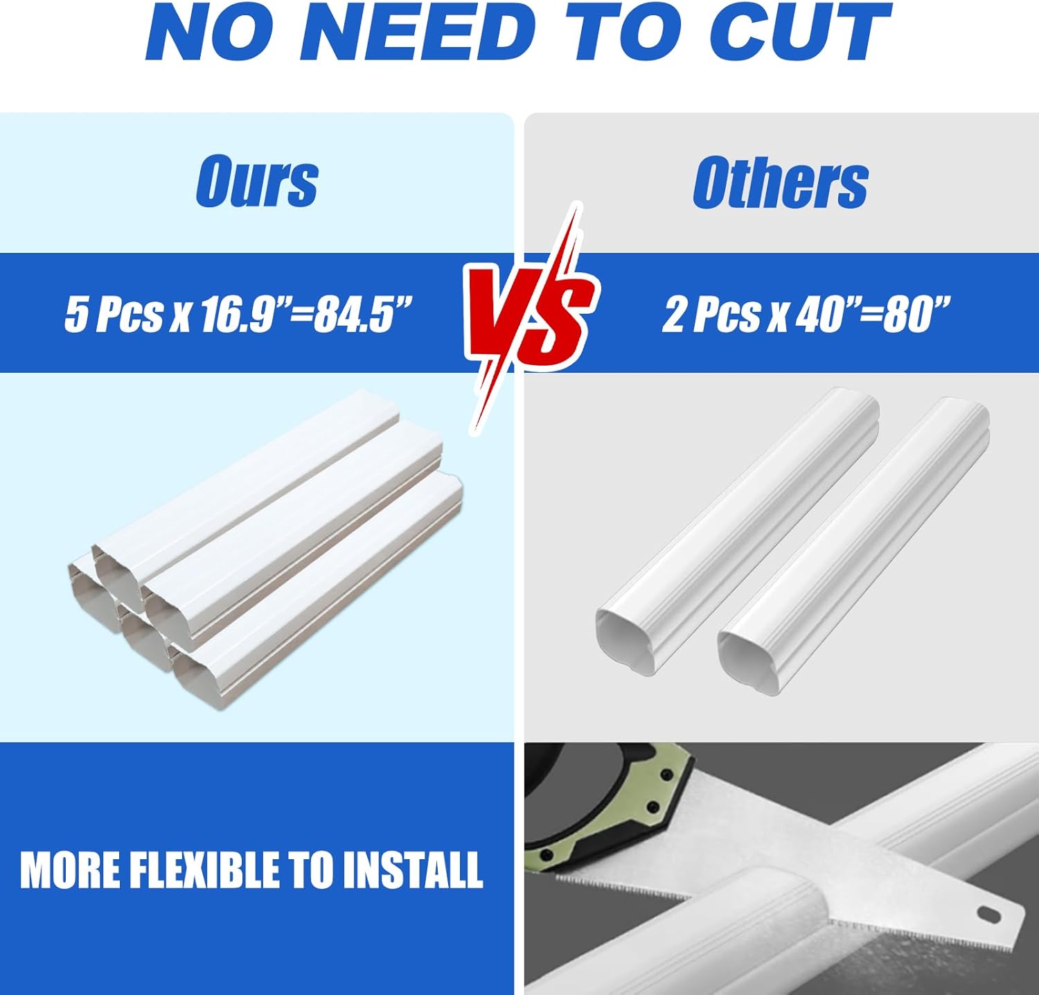 Mini Split Line Set Cover, 3" 10 Ft Lineset Cover Kit for Mini Split with Flexible Duct, DIY Paintable for Mini Split Air Conditioner, Central AC,HVAC and Heat Pump