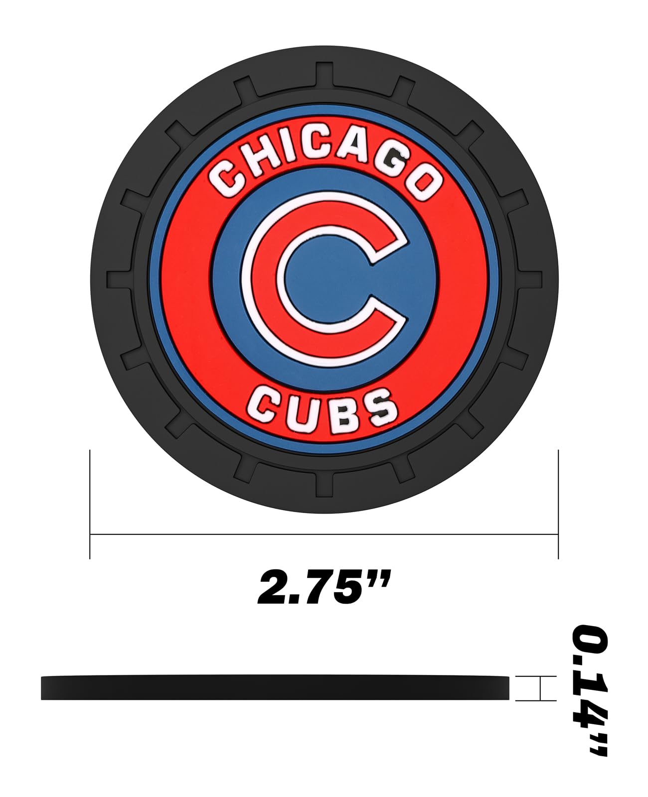 2PCS Car Cup Holder Coaster Auto Cup Holder Insert Coaster for Chicago Cubs Baseball Fans Non-Slip Car Drink — view 6