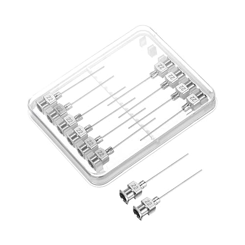 Miniatura 6 de HARFINGTON 12 agujas dispensadoras de acero inoxidable calibre 22, 1 pulgada, tubo de aguja de pegamento de metal, puntas romas, Luer Lock para