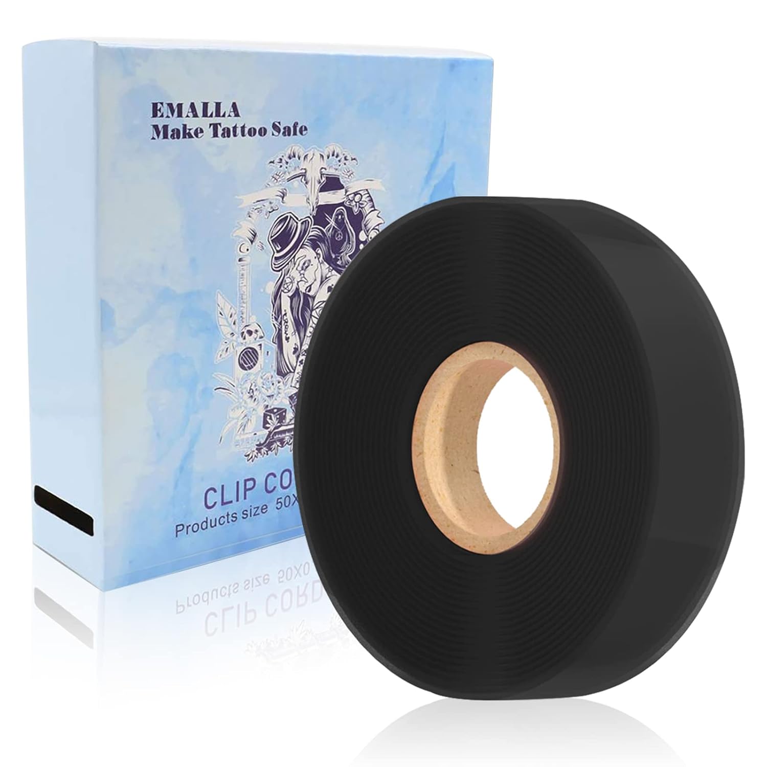 Tattoo Clip Cord Covers Roll CINRA 250M (820 Ft) Black