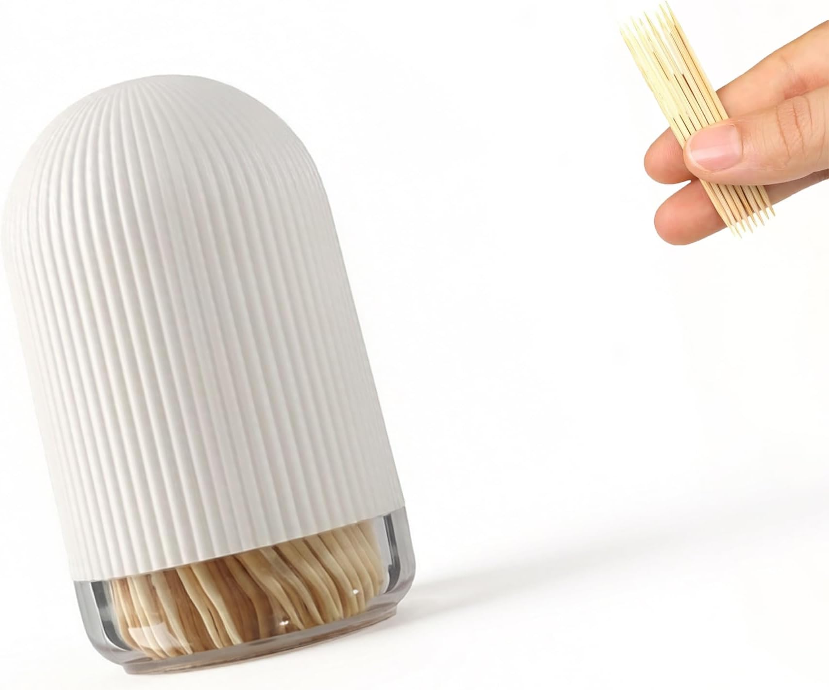 300pcs Bamboo Toothpicks with Holder Box โ Natural Wooden Dental Picks for Kitchen, Restaurant & Home Tabletop โ Biodegradable & Splinter-Free for Fruit, and Appetizers