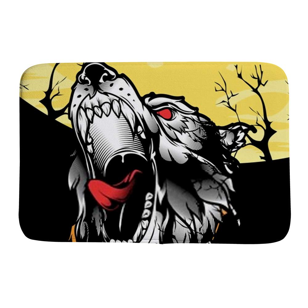 Tapis de bain loup 91x61cm idéal pour décoration salle de bain nature