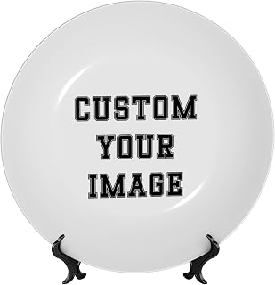 Custom Photo Ceramic Decorative Plates,Personalized Bone China Decorative Plate Add Photo Text Logo with Memorial Gifts for Study Office,White