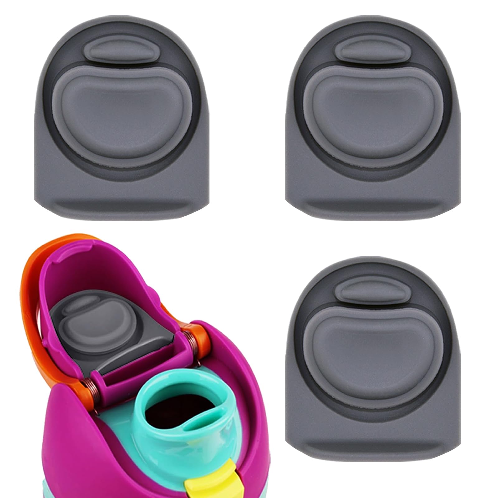 Frokolla 3pcs Replacement Stopper Seal Compatible with Owala FreeSip 24oz 32oz,Water Bottle Lid Insert Cap Rubber Seal Parts for Owala 16/19/24/32/40oz Spout Gasket Mouth piece Accessories(Gray) — image 1