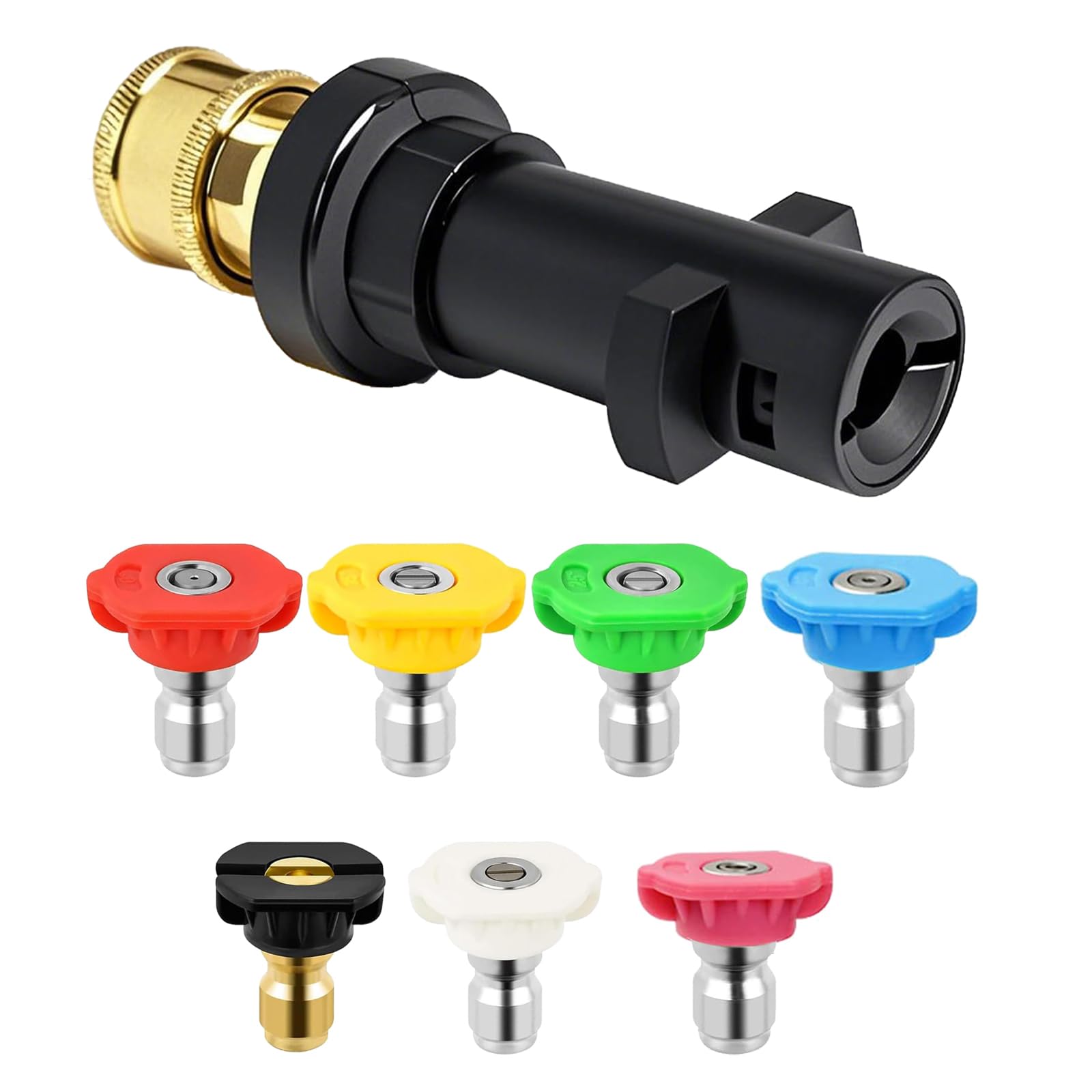 Pressure Washer Adapter Compatible for Karcher K2 K3 K4 K5 K6 K7 Kärcher Handgun,1/4" Quick Connect Female Fitting with 7 Power Nozzle Tips Multi-Degree,2.5 GPM 3000 PSI