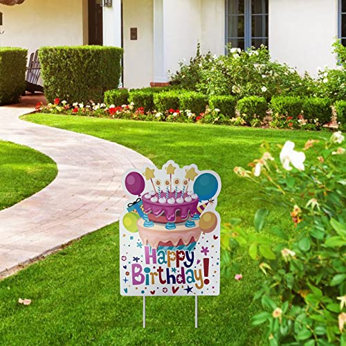 1 Pcs Happy Birthday Yard Sign Happy Birthday Party Yard Sign Colorful Birthday Garden Yard Signs With Stakes Kids Birthday Outdoor Lawn Decoration For Boys And Girls，16Inchx12Inch Rainproof Plastic #TOP5