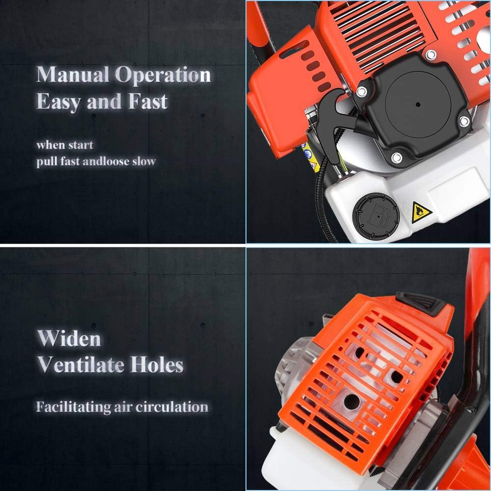 Anbull 52cc Post Hole Digger Powerhead, 2-Cycle Dually 1 or 2-Person Earth Auger Powerhead with Translucent Fuel Mixing Tank (52CC) : Patio, Lawn & Garden