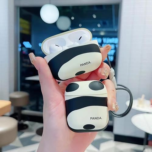 Miniatura 2 de Linda funda para Airpods Pro, panda de tigre, funda protectora de goma de silicona con llavero antipérdida (Panda)