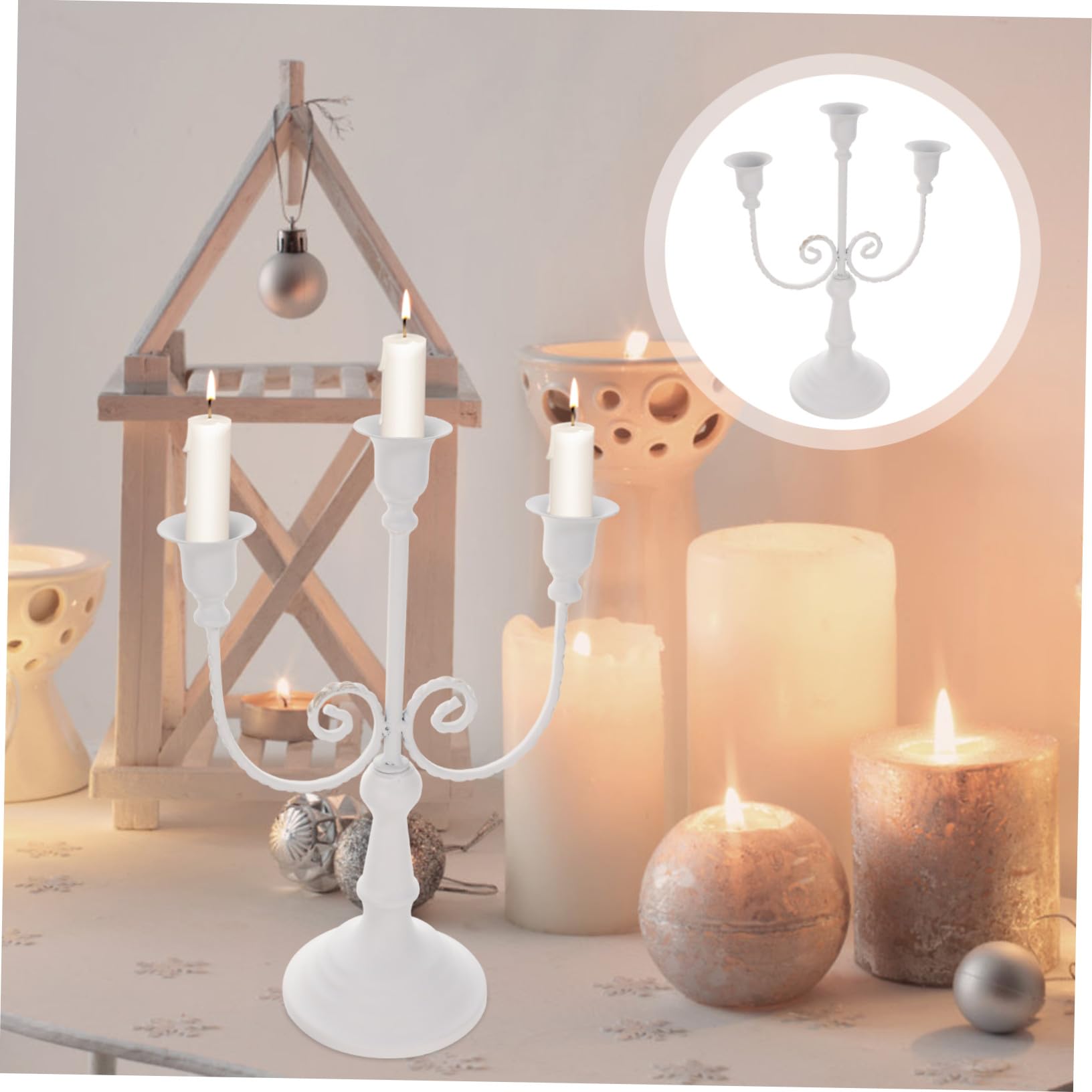 Candelabro de Hierro Europeo de 3 Brazos, Decoración Delicada para Hogar y Eventos, Adecuado para Centro de Mesa en Inauguraciones y Regalos