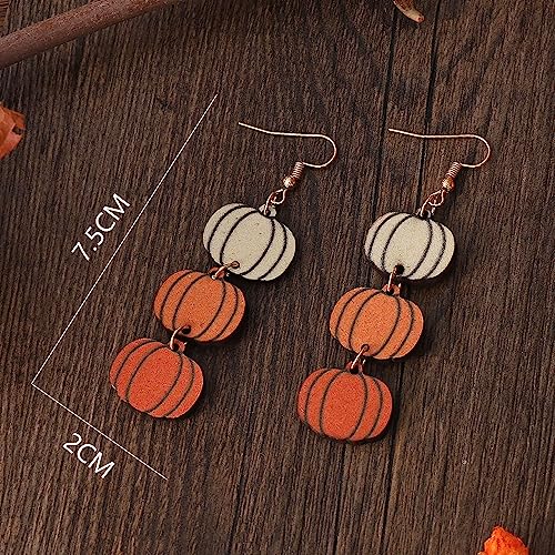 Funny Cute Halloween Cartoon Pumpkin Ghost Drop Dangle Earrings Handmade Lightweight Bat Witch Double-Sided Wooden Earrings for Women Halloween Party Costumes Holiday Jewelry Gifts2