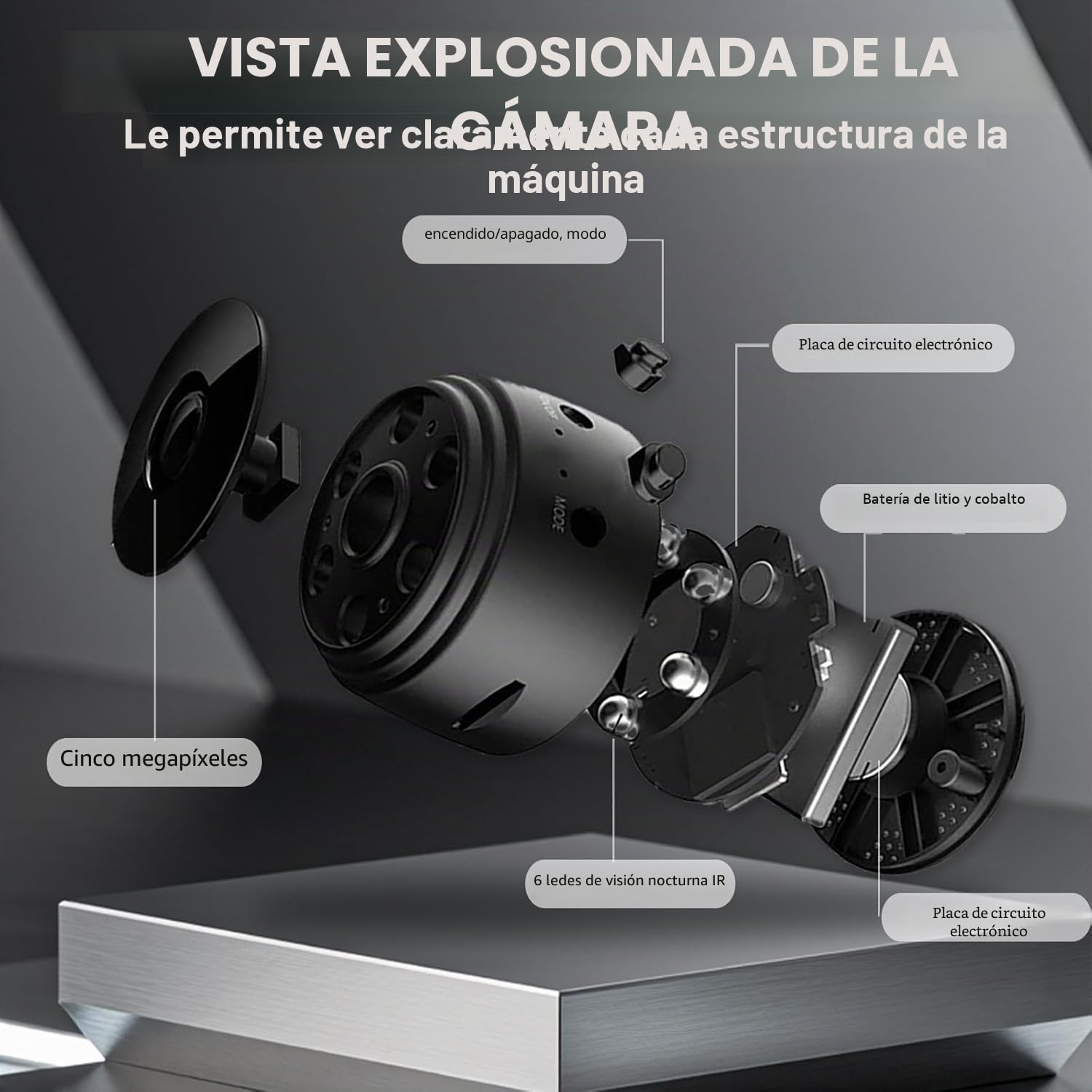 Cámara WiFi 1080P HD de vigilancia inalámbrica interior/exterior, cámara de vigilancia portátil con visión nocturna IR, detección de movimiento