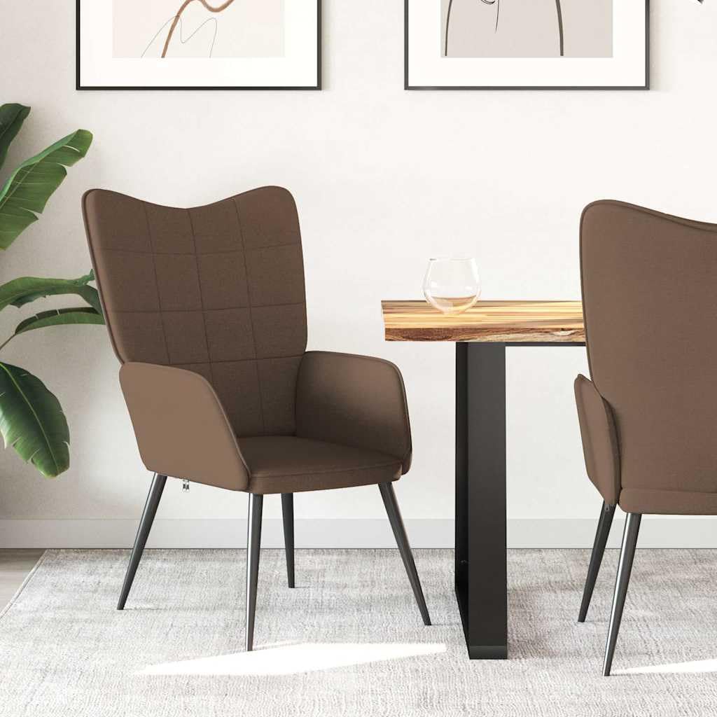 Sillón de relax de tela marrón, moderno sillón acento para salón y dormitorio, cómodo sillón de lectura con estructura de acero, cómodo sillón para relajarse