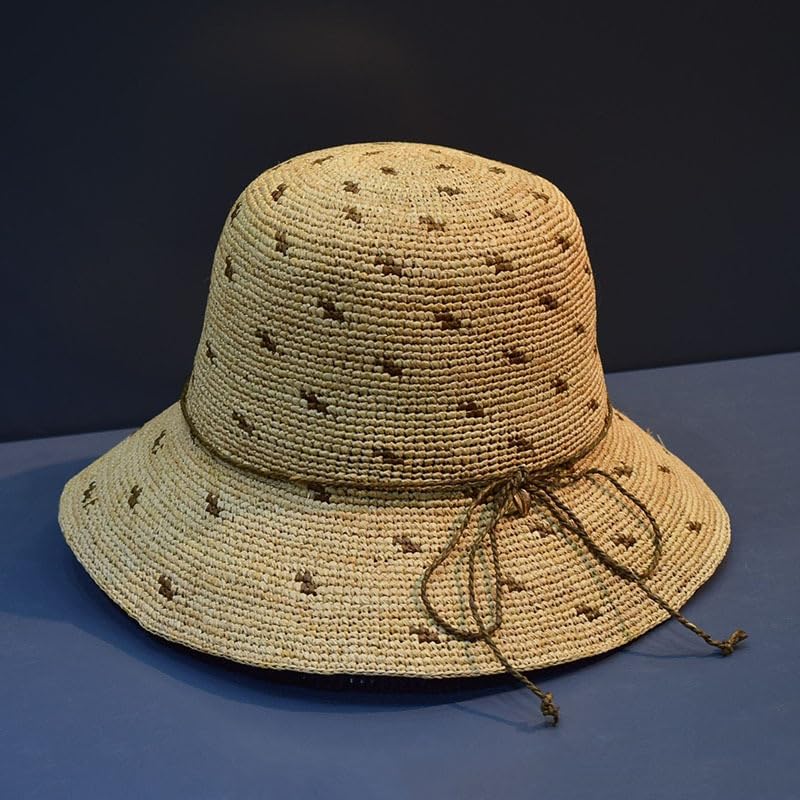 Chapeau de raphia à larges bords ZYFSHA pour le voyage et la plage, modèle E - 2