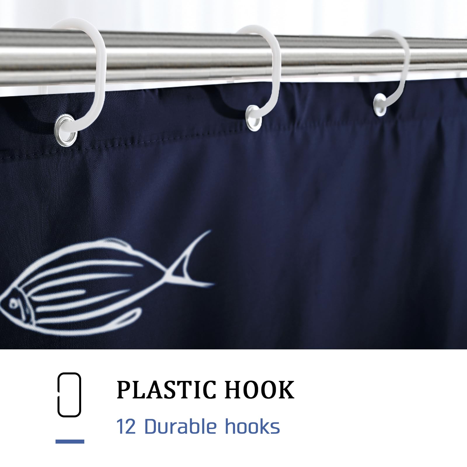 LKFBSC Turtle Shower Curtain Set - Blue Ocean Animal Bathroom Decor With Hooks | Waterproof Polyester 72x72 Inches - View #3