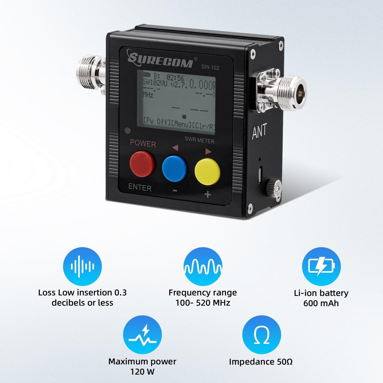 Mcbazel Surecom SW-102 Numérique UHF-VHF 125-525 MHz Power & SWR Mètre