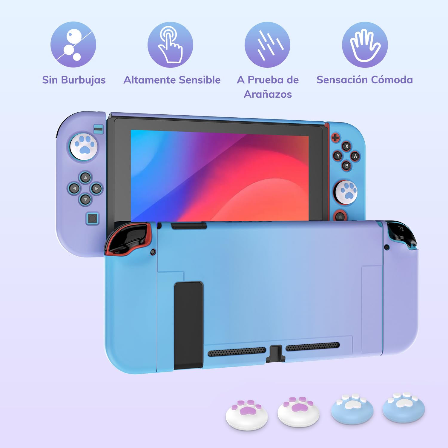 Younik Switch Funda para Switch 2017, 14 en 1 Paquete de Accesorios Para Switch con Estuche de Transporte, Accesorios Protectores Para Switch y J-Con, Estuche Para Tarjetas de Juego, Azul y Violeta