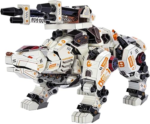 Microworld Rompecabezas de metal 3D, kit mecánico de modelo de oso polar blanco, desafiante corte láser, colección de rompecabezas de decoración del