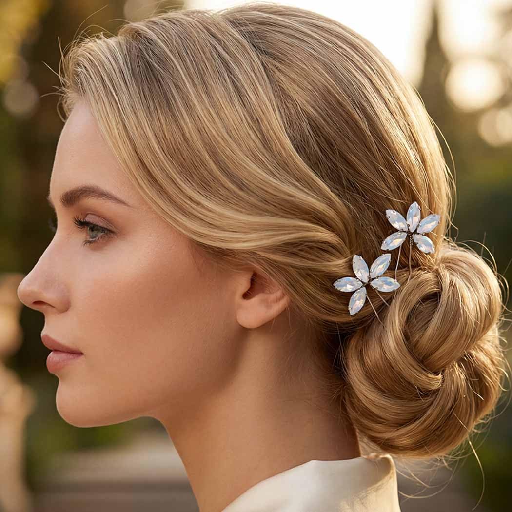 JAKAWIN Rhinestone Hair Clips Bridal Wedding Hair Accessories Silver Hair Pins for Women image 2