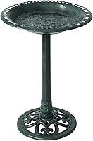 Backyard Expressions 27-Inch Green Polyresin Bird Bath - Weather-Resistant Outdoor Garden Bath for Birds