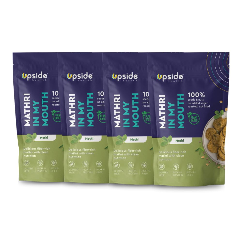 Upside Health Methi Flavour Mathri (Pack of 4, 90g) | 100% Seeds & Nuts | Diabetes Friendly - Vegan - Gluten Free - All Natural (B0D4YCWZLR) Amazon Price History, Amazon Price Tracker
