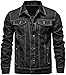 Mens Long Sleeve Button Down Denim Jacket Vintage Distressed Jean Jackets Fashion Casual Work Coats with Pocket (Black,X-Large)